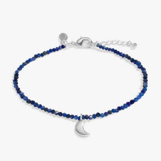Mini Charms Lapis Lazuli Moon Bracelet In Silver Plating - 9450