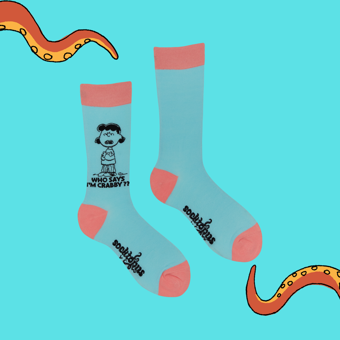 Who Says I'm Crabby?? Socks - Peanuts: BLUE / S (UK 4-8 / EU 37-42 / US 6-10)