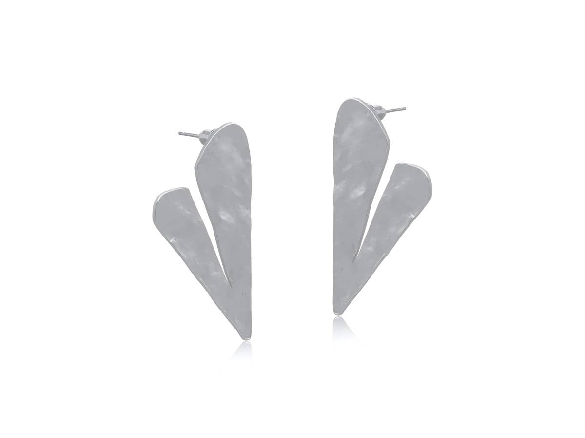 CHRISTA ROUGH CUT MATTE METAL EARRINGS 1: SILVER