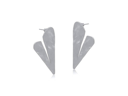 CHRISTA ROUGH CUT MATTE METAL EARRINGS 1: SILVER