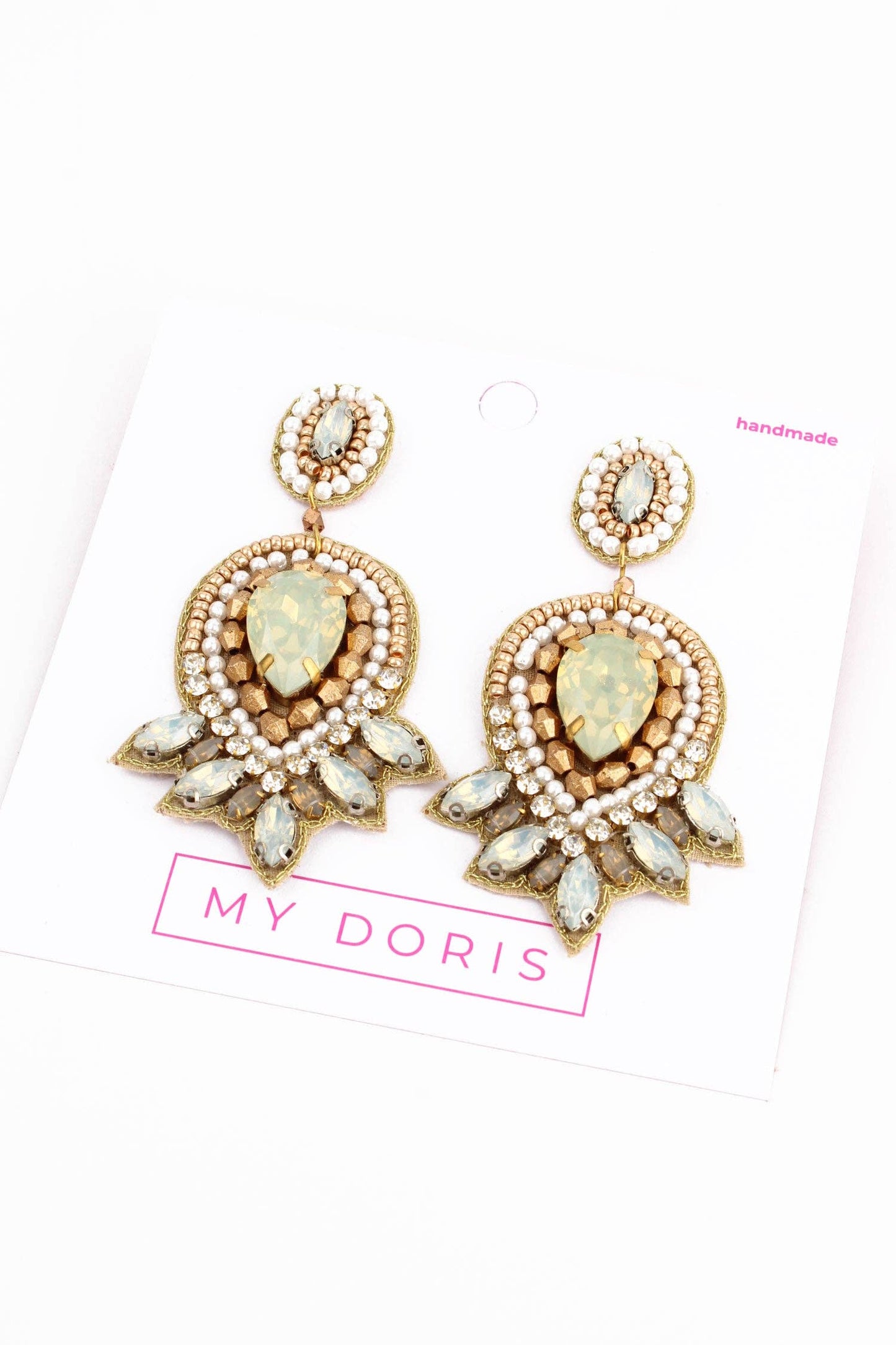 PEARL WHITE ART DECO EARRING