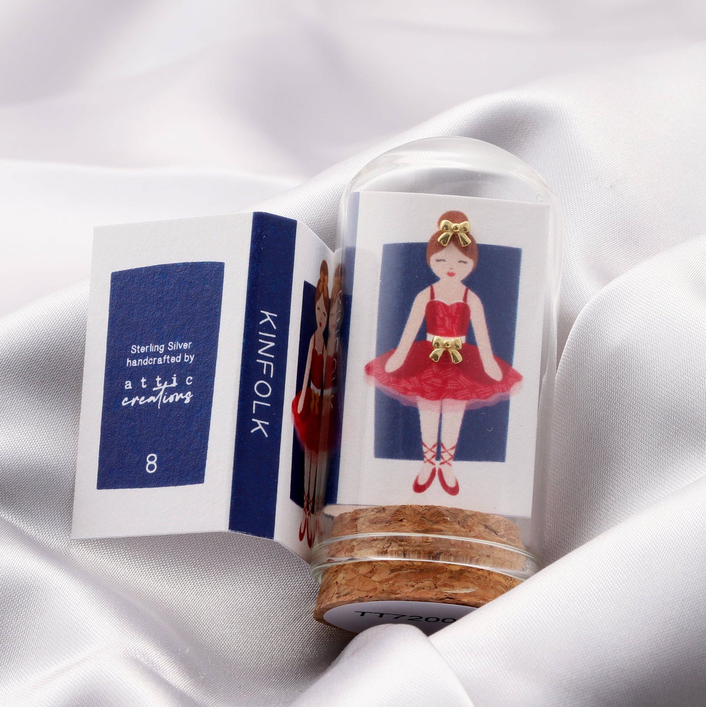 TT72008 KINFOLK Red Ballerina with Tiny bow earrings: Silver