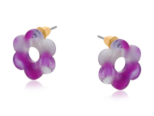 CATALINA PETITE RESIN FLOWER STUD EARRINGS : VIOLET BLUE