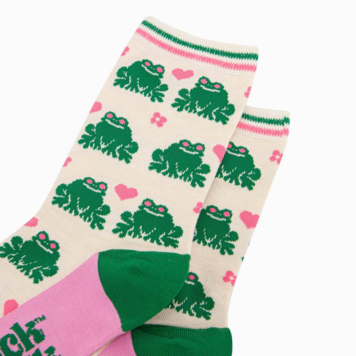 Frogs Love Hearts Bamboo Socks in Cream: UK 3-7 | EU 36-40 | US 5-9