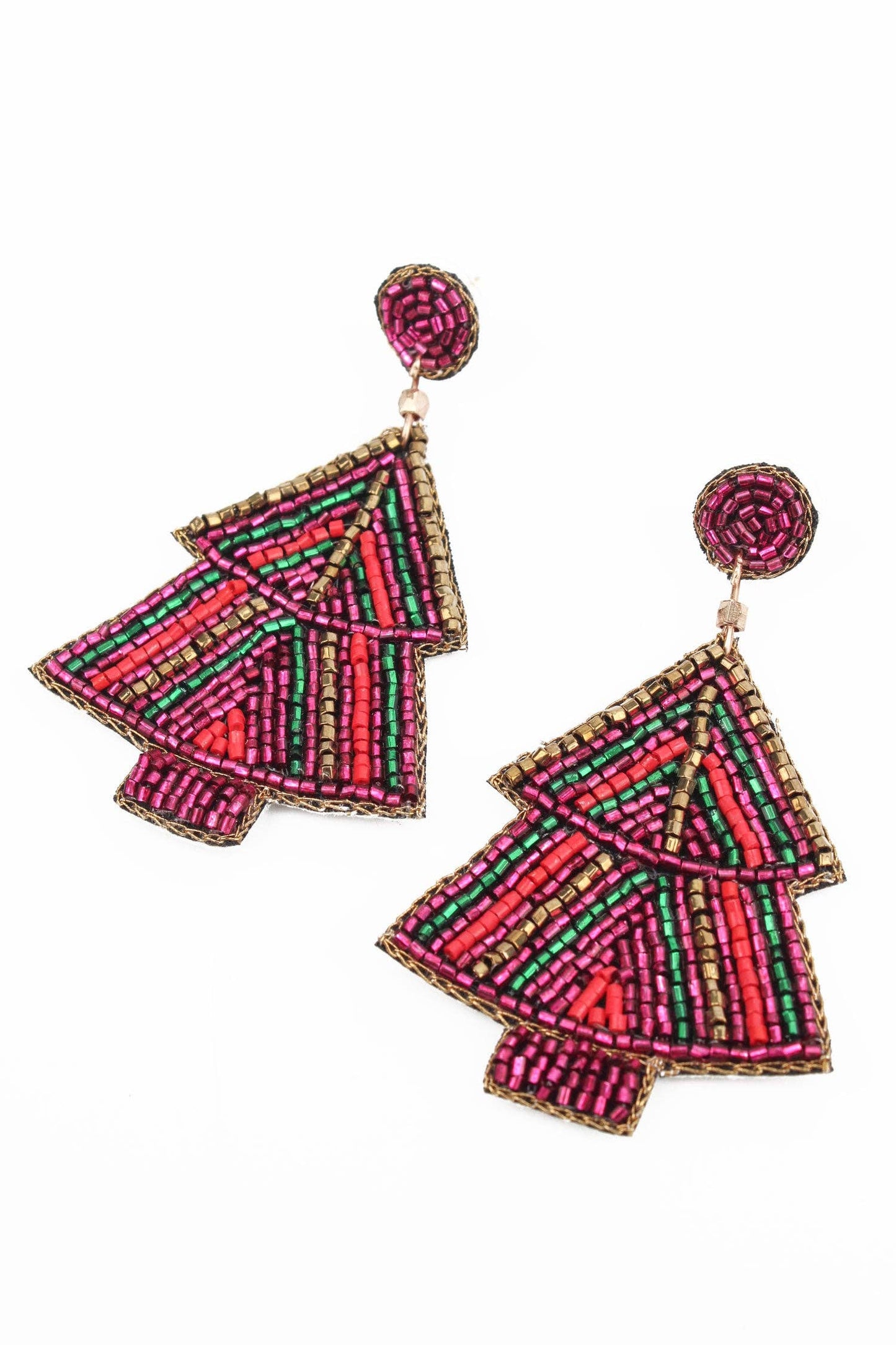MULTI STRIPE CHRISTMAS TREE EARRINGS