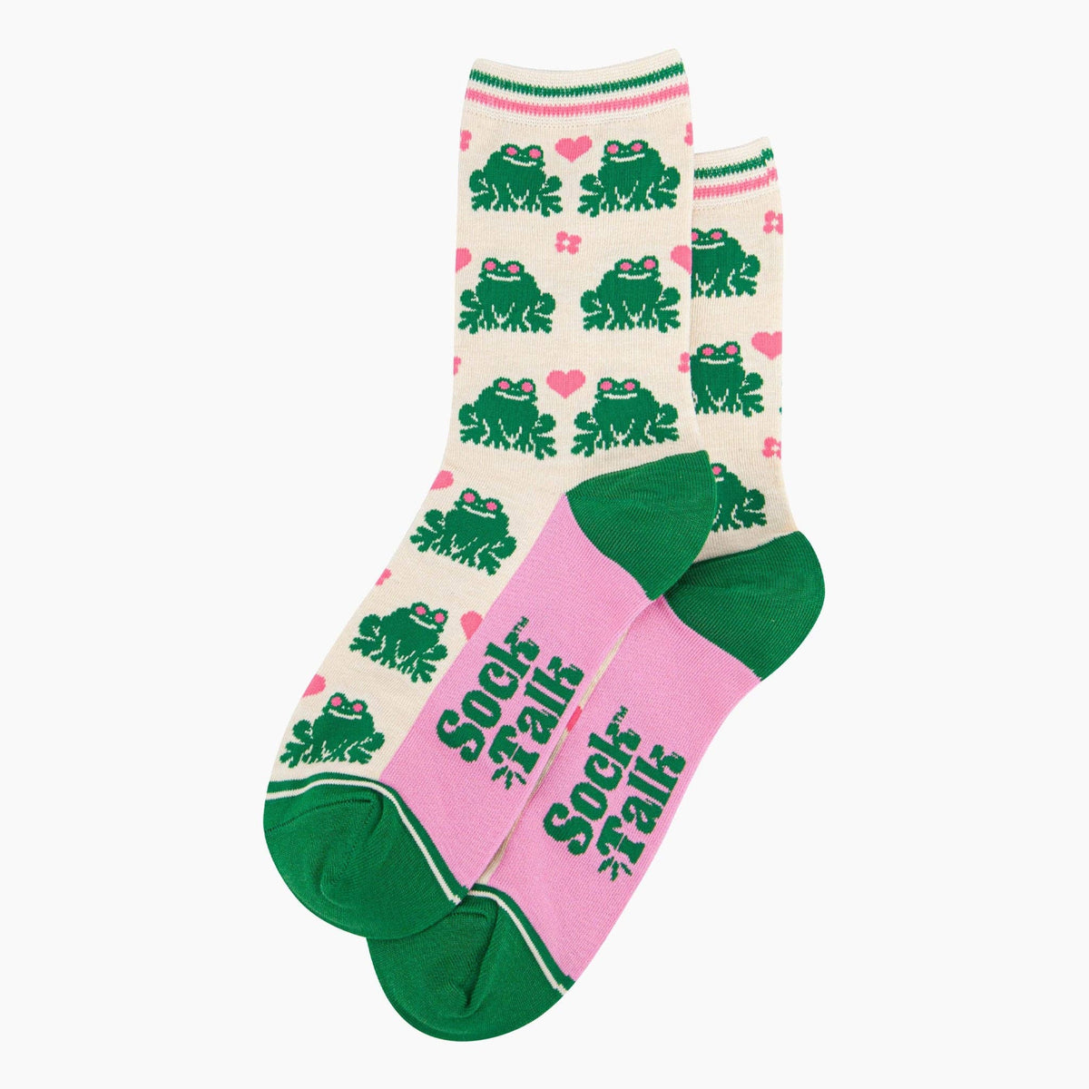 Frogs Love Hearts Bamboo Socks in Cream: UK 3-7 | EU 36-40 | US 5-9