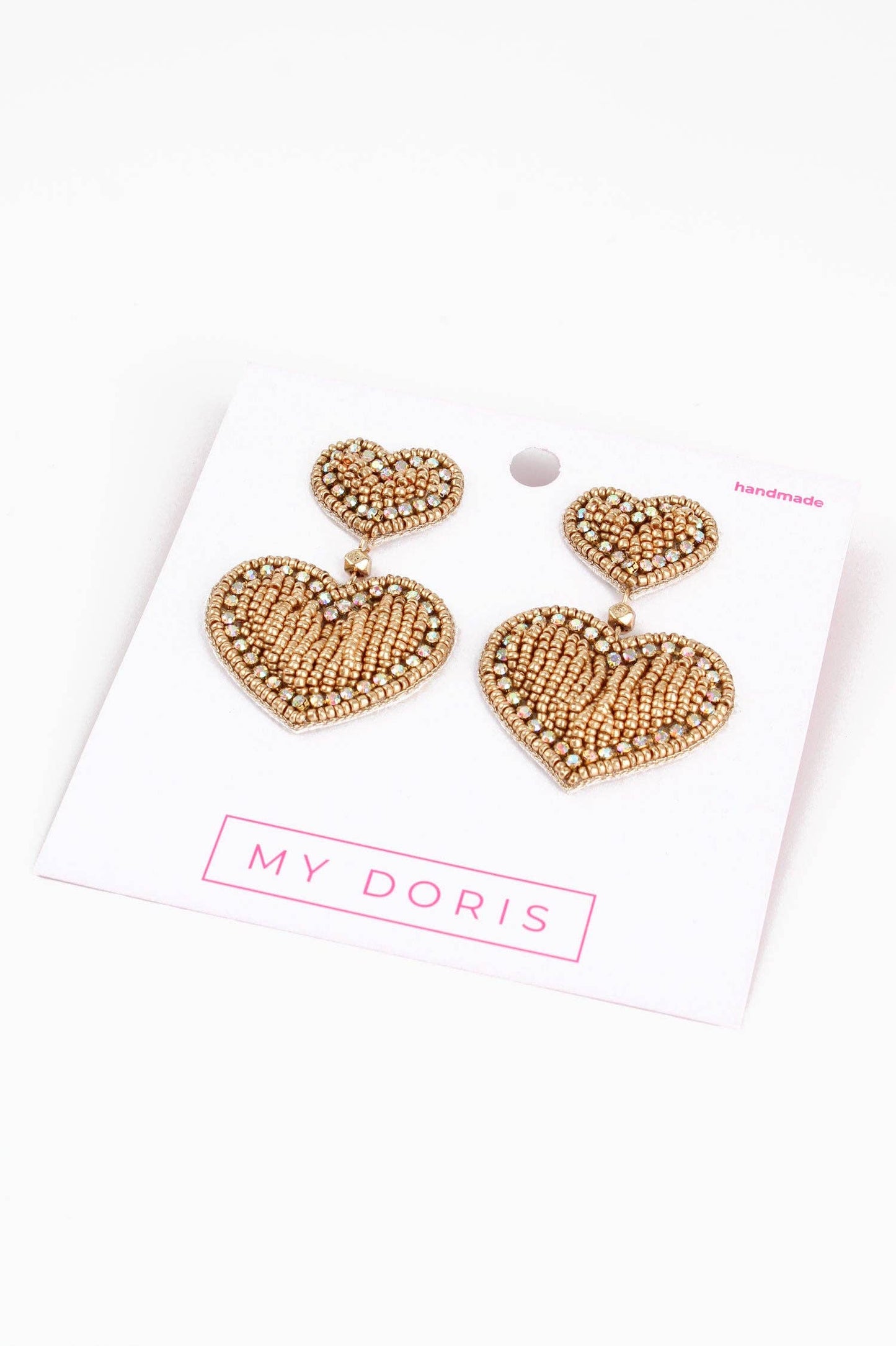 GLITZY GOLD HEART DROP EARRINGS