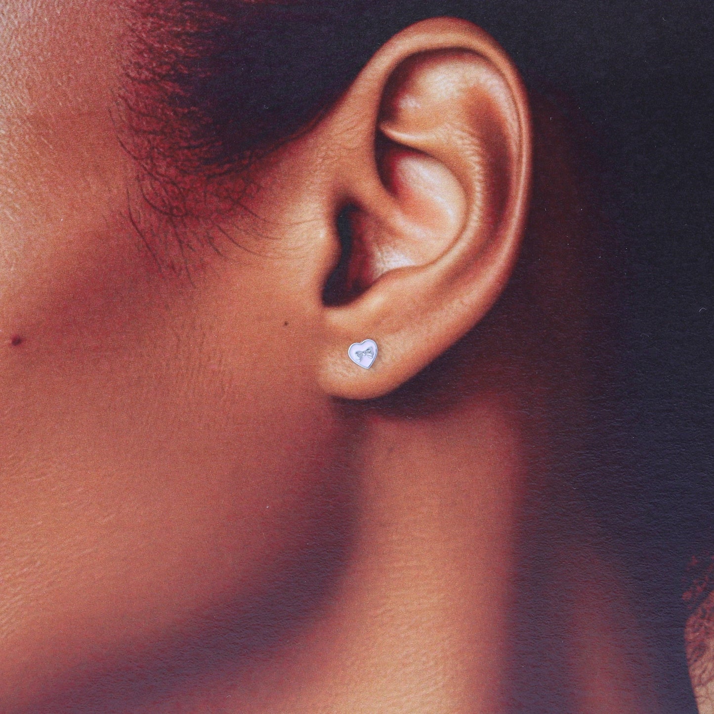 TT51122 MY LOVELY GRANDAUGHTER pink heart bow earrings