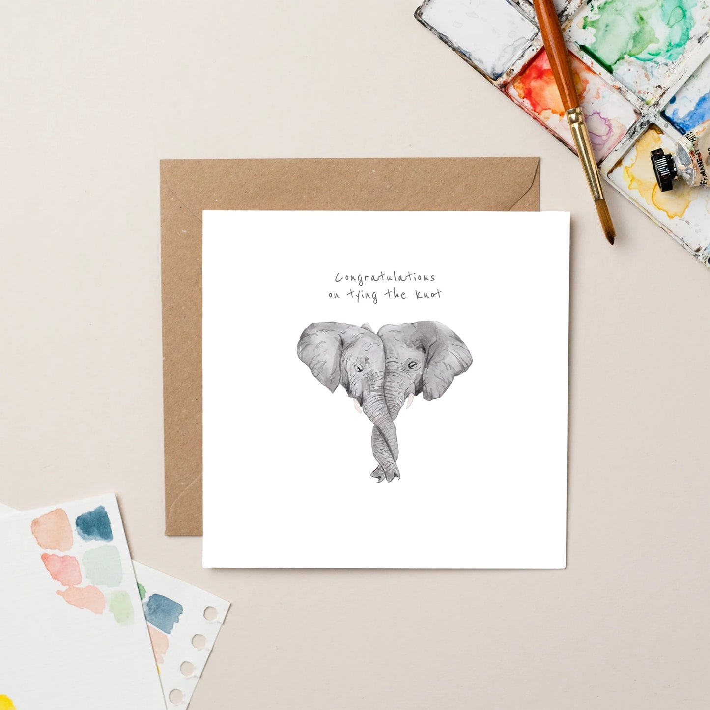Elephant Tying the Knot Wedding Card