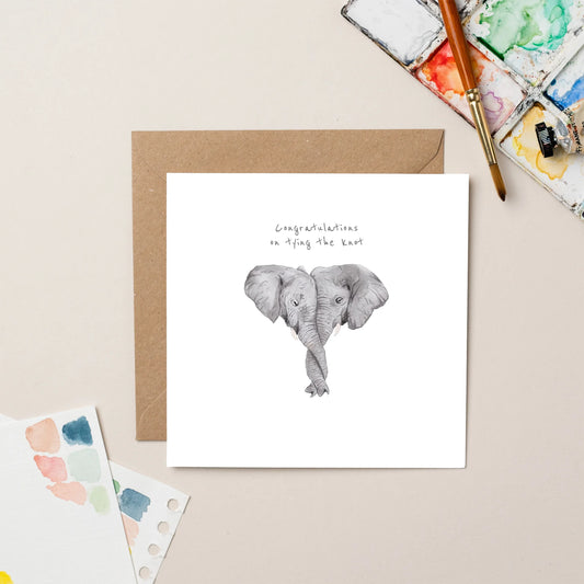 Elephant Tying the Knot Wedding Card