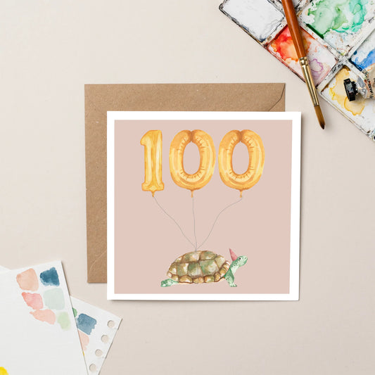 Tortoise 100th Birthday Dog Card