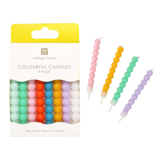 Talking Tables - Colourful Bobble Candles - 8 Pack