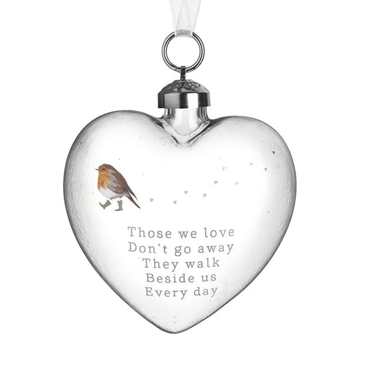 Robin Heart Glass Bauble