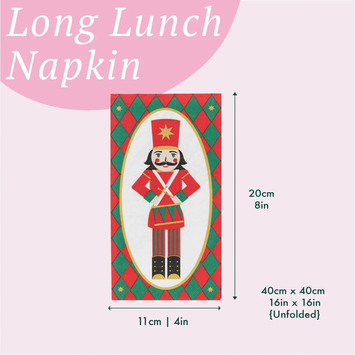 Nutcracker Long Lunch Paper Napkins - 16 Pack