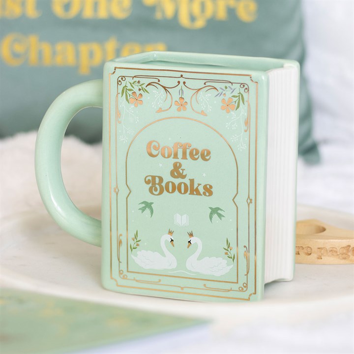 Coffee and Books Green Shaped Mug