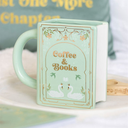 Coffee and Books Green Shaped Mug