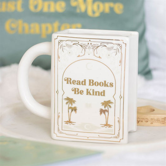 Read Books Be Kind White Shaped Mug