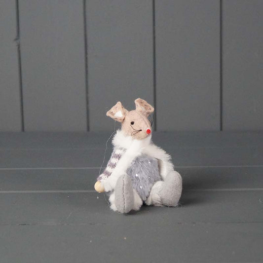 Sitting Fabric Mouse - Grey