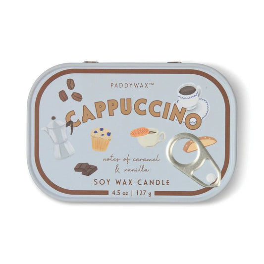 Paddywax Bistro 4.5oz/127g Cappuccino Printed Tin Candle - Chocolate & Cherry