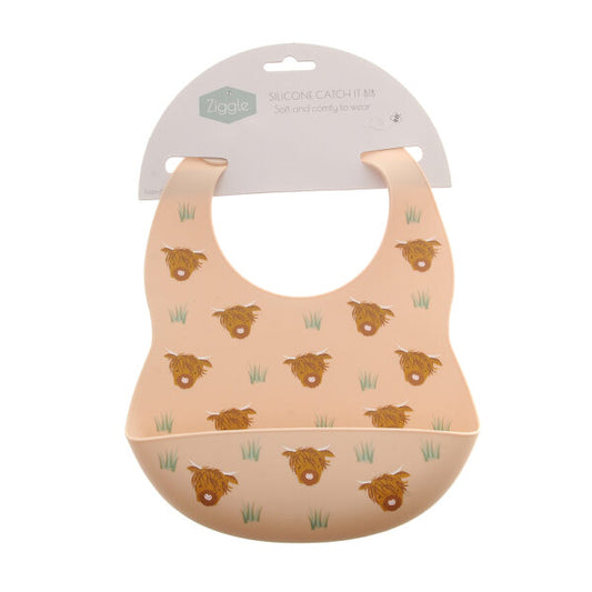 Silicone feeding bib - Highland Cow