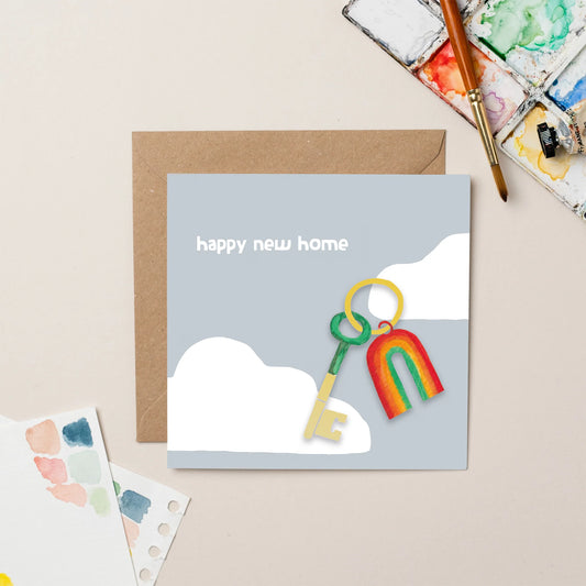 Key New Home Card With Gold Foil