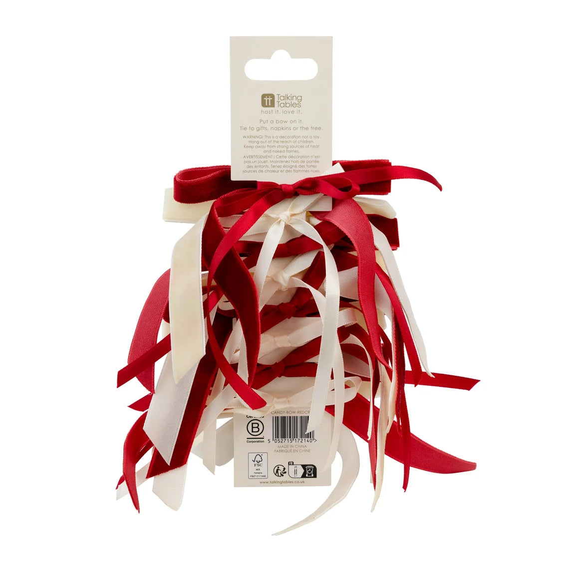 Red & Cream Velvet Bows - 8 Pack