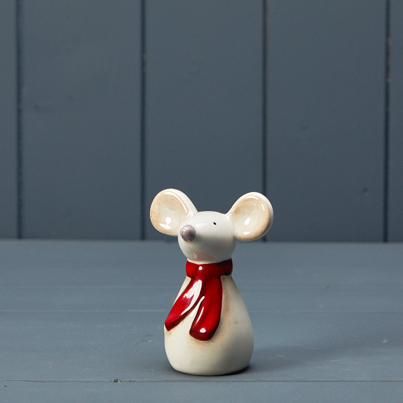 Ceramic Mouse With Red Scarf - Small
