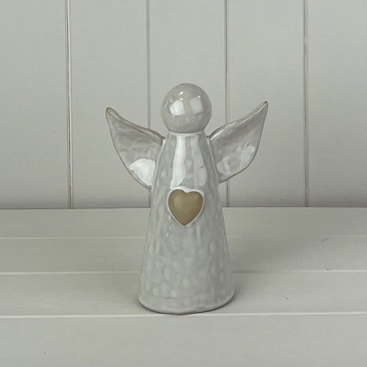 White Ceramic Angel Ornament - Large