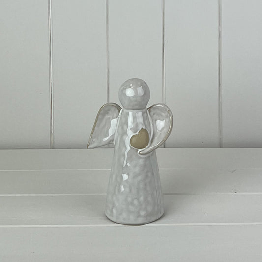White Ceramic Angel Ornament - Medium