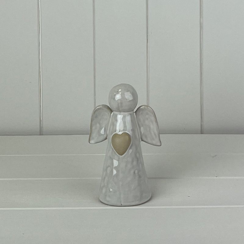 White Ceramic Angel Ornament - Small