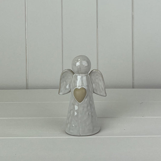 White Ceramic Angel Ornament - Small