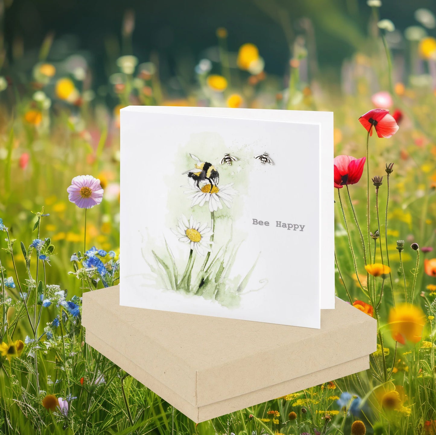 Boxed Bee Happy earrings