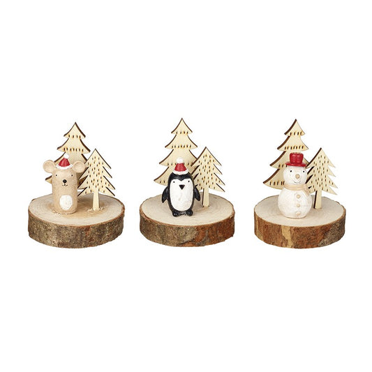 Wooden Mouse & Snowman & Penguin Mix