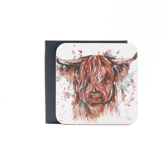 'The Hebrides' Highland Cow Design Coaster Set