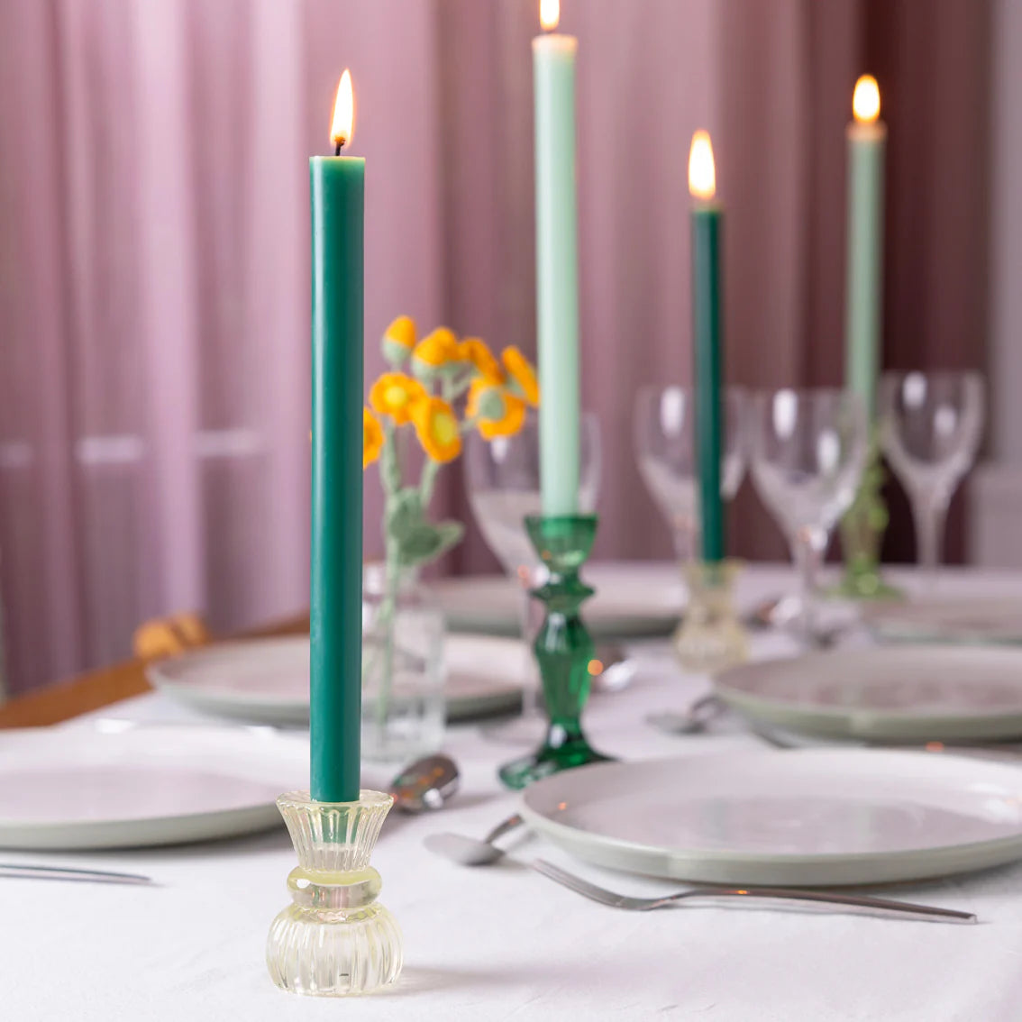 Green Dinner Candles