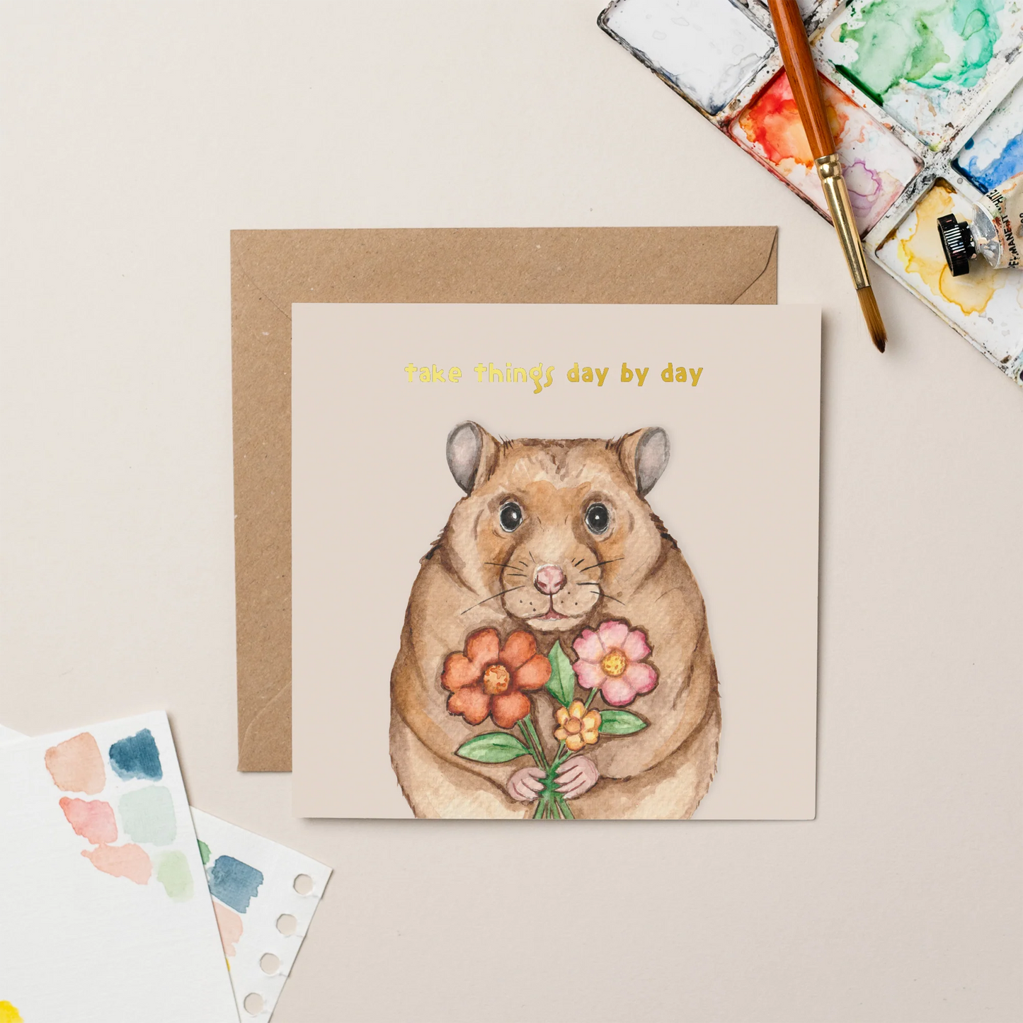 Hamster Day By Day Card With Gold Foil