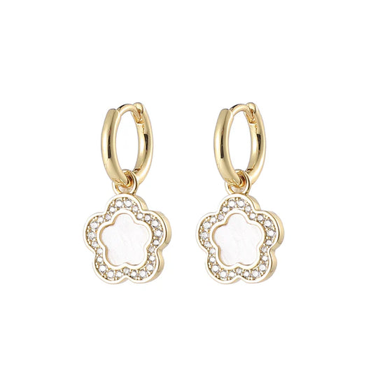 Park Lane gold plated earringswith cubic zirconia stones, white