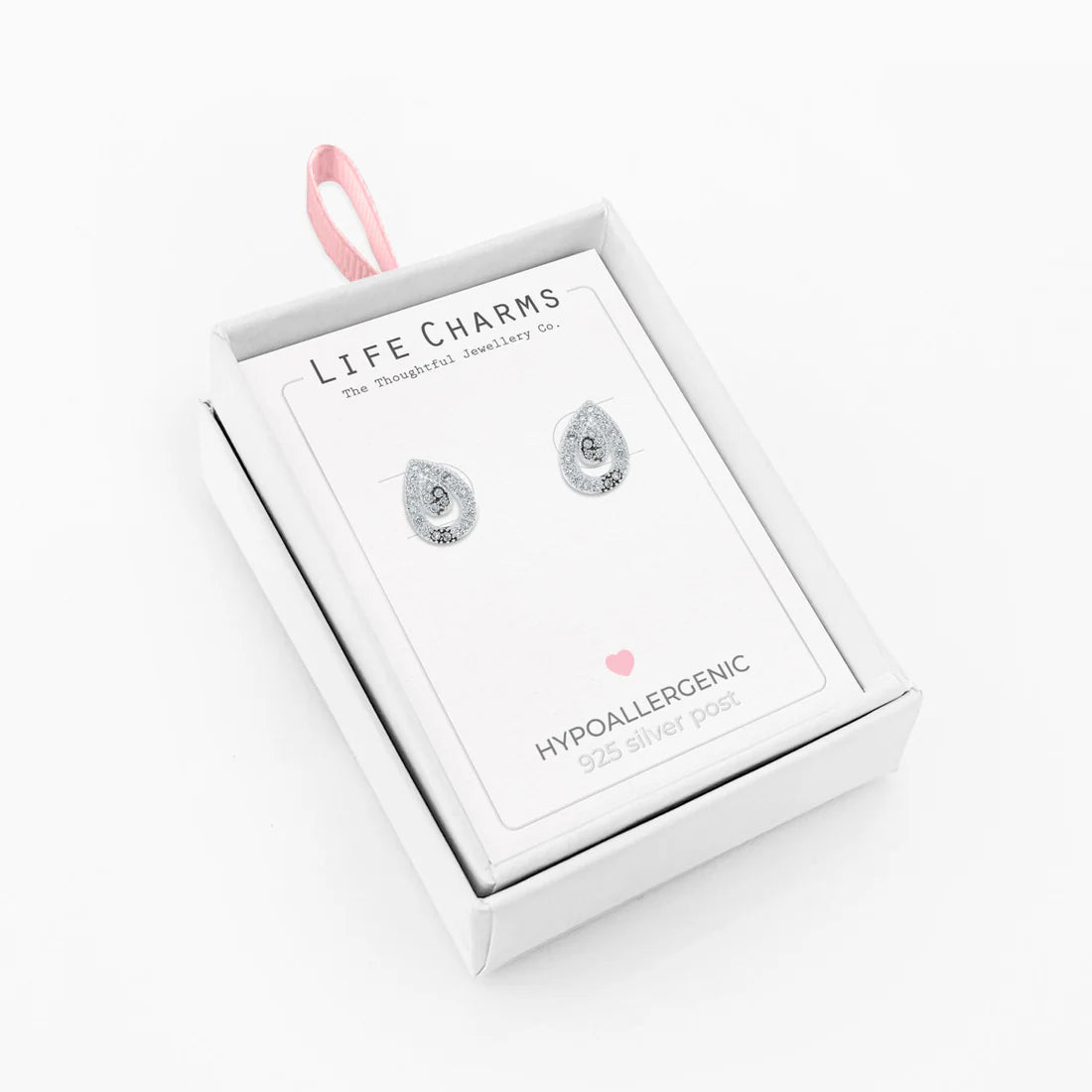 Teardrop CZ silver studs