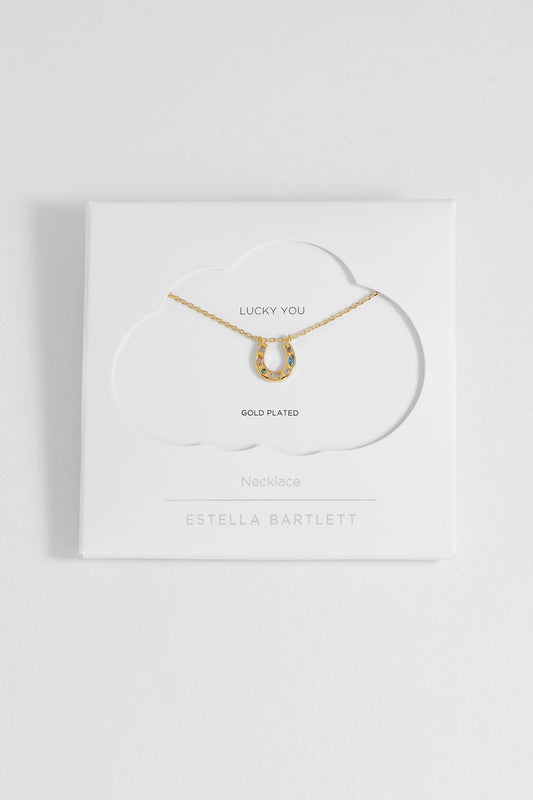 Estella Bartlett - Multi Pastel CZ Horseshoe Necklace Gold Plated