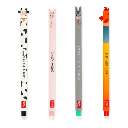 Set of 4 Erasable Gel Pens - Farm Sweet Farm Set