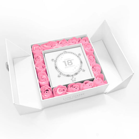 Happy 18th Birthday - Stars Charm Bracelet In Flower Box