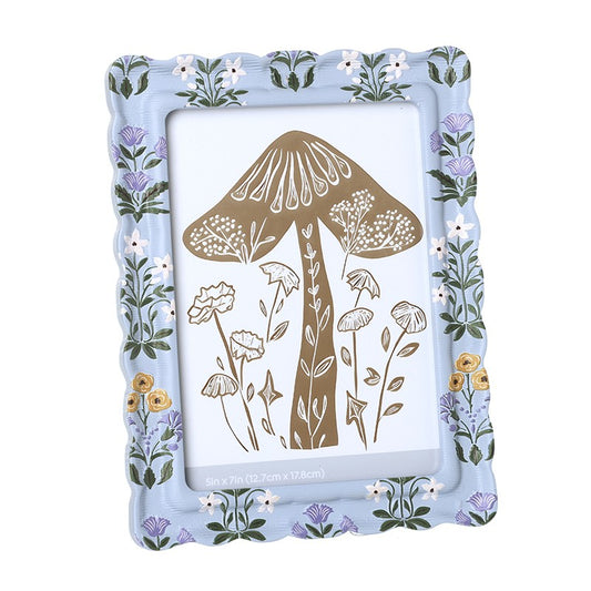 Floral Blue wood frame Large