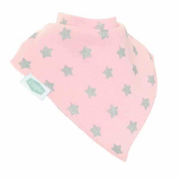 Ziggle Pink with Silver Glitter Stars Dribbler Bib