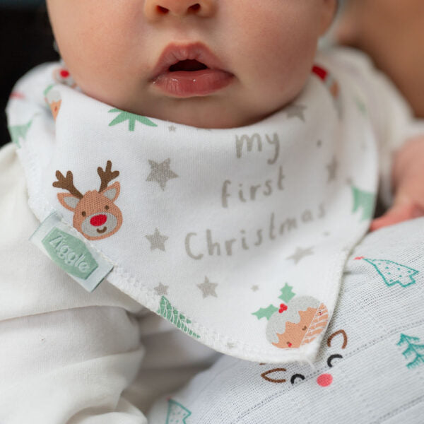 Ziggle 'My First Christmas' White Bib
