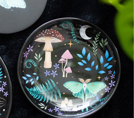 Dark Forest Round Ceramic Trinket Dish