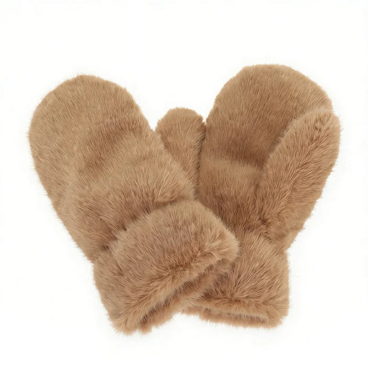Faux Fur Gloves - Candied Ginger