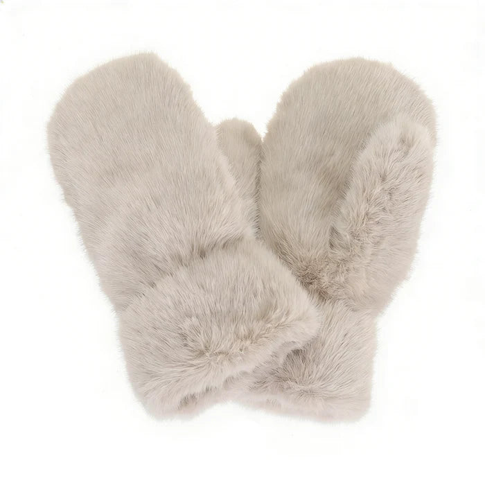 Faux Fur Gloves - Linen