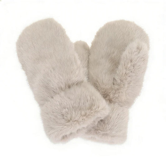 Faux Fur Gloves - Linen