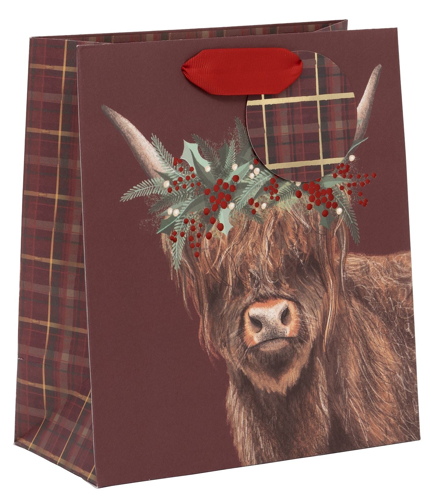Medium Gift Bag - Highland Tartan Cattle