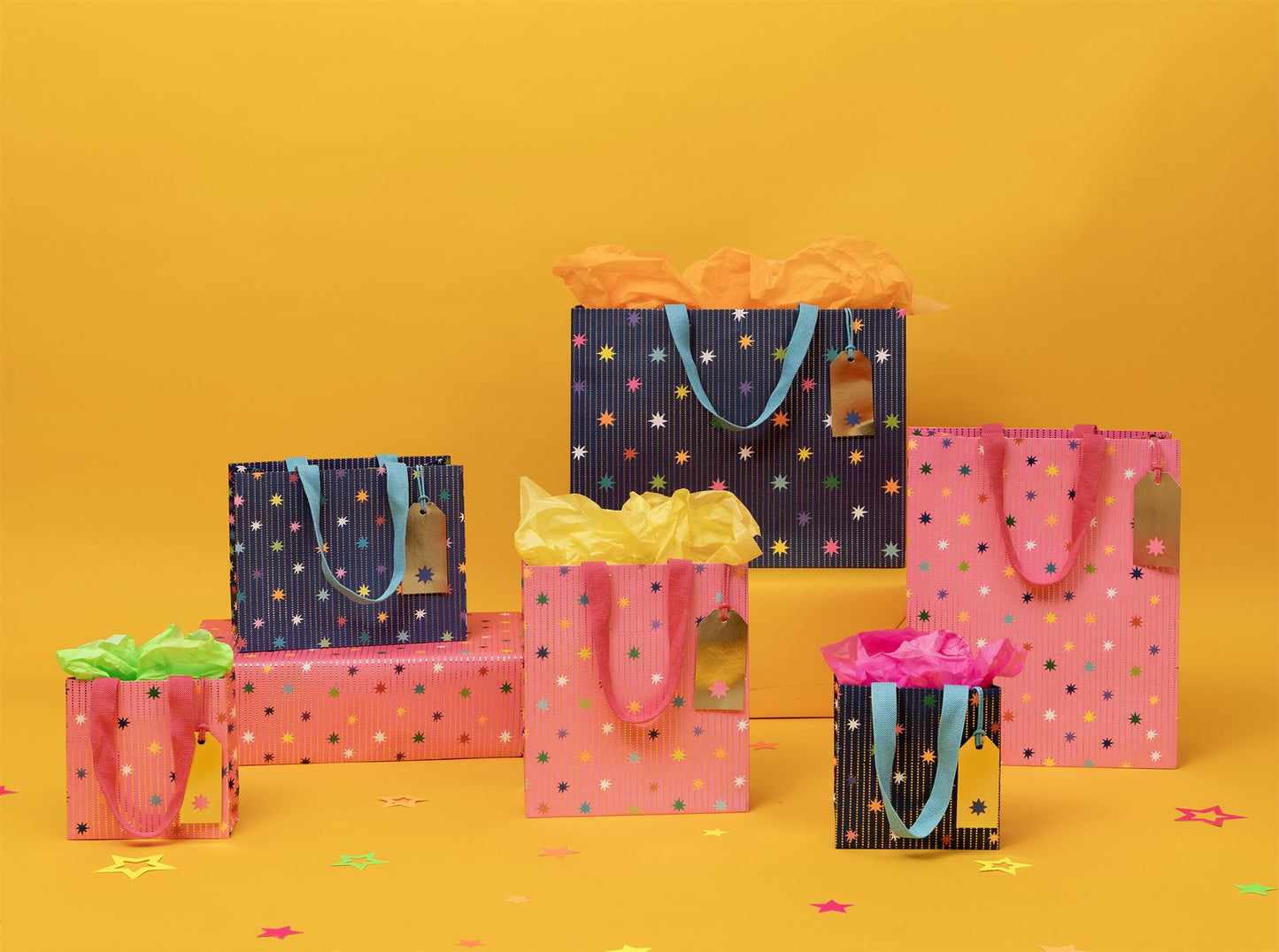 Glick Blue / Pink Star Gift Bag Various Sizes